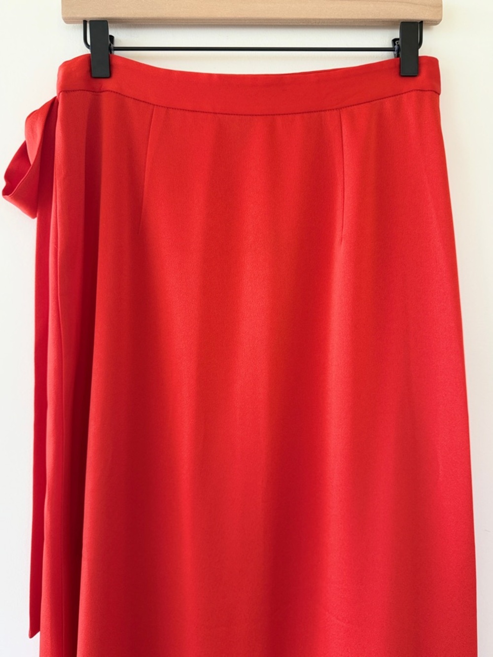 NWT BCBGMAXAZRIA High-Low Ruffle Wrap Midi Skirt Bright Poppy Red Womens M - Picture 6 of 12
